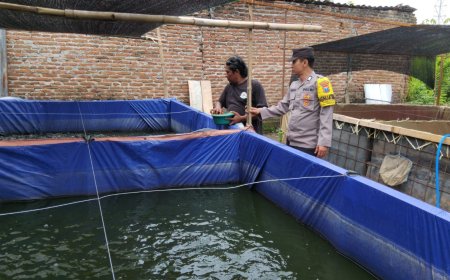 Polres Ngawi Gelorakan Swasembada Pangan, Dampingi Warga Budidaya Ikan Lele